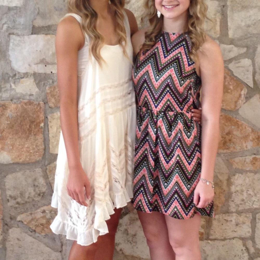 Cream flowy dress with some lace